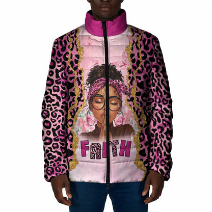 Black Her Story Padded Jacket Faith Pink Leopard - African Pride