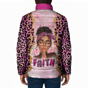 Black Her Story Padded Jacket Faith Pink Leopard - African Pride