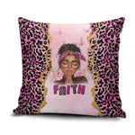 Black Her Story Pillow Cover Faith Pink Leopard - African Pride