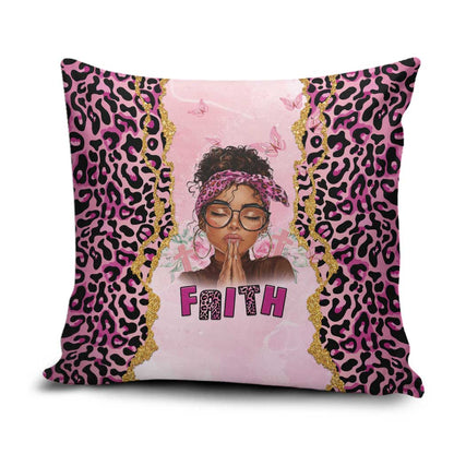 Black Her Story Pillow Cover Faith Pink Leopard - African Pride