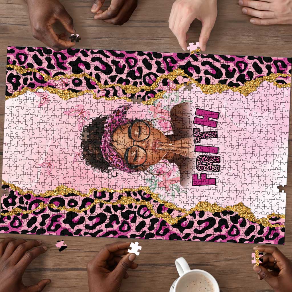 Black Her Story Puzzle Faith Pink Leopard - African Pride
