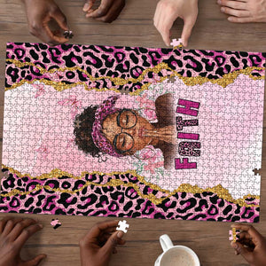 Black Her Story Puzzle Faith Pink Leopard - African Pride