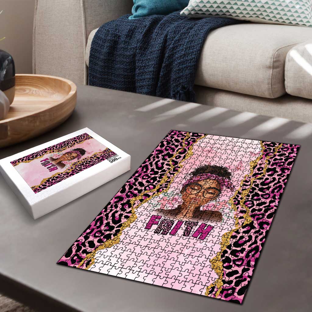 Black Her Story Puzzle Faith Pink Leopard - African Pride