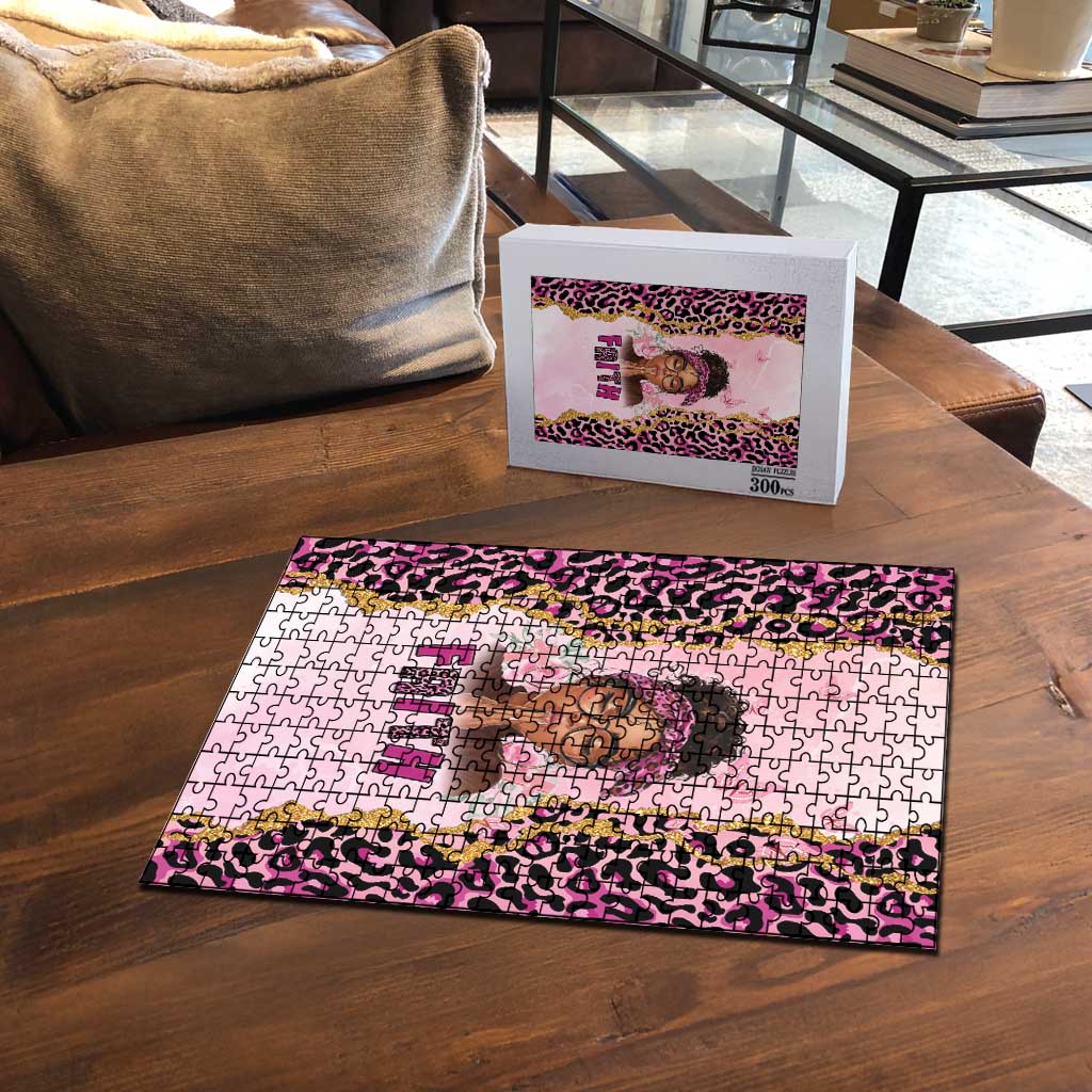 Black Her Story Puzzle Faith Pink Leopard - African Pride