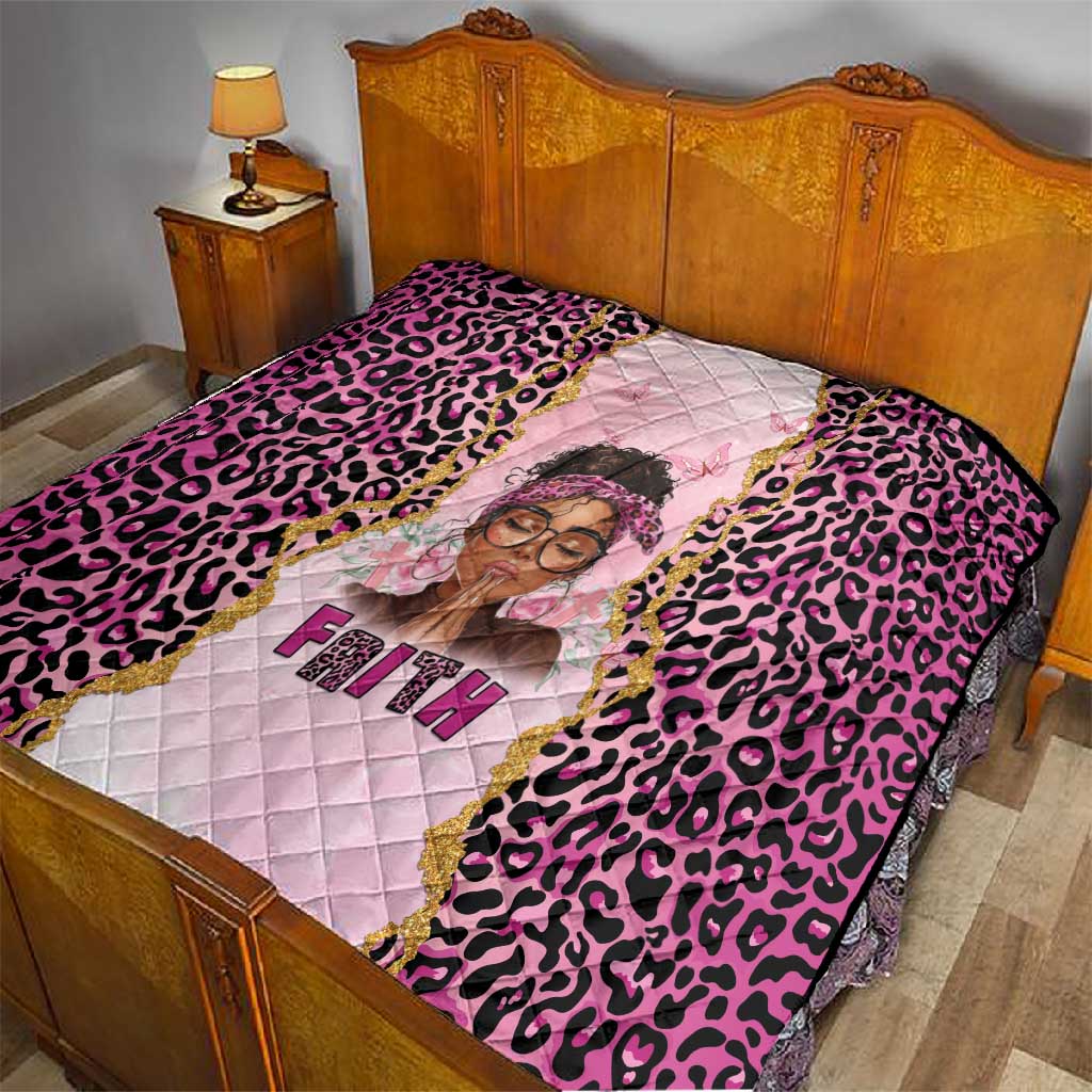 Black Her Story Quilt Faith Pink Leopard - African Pride