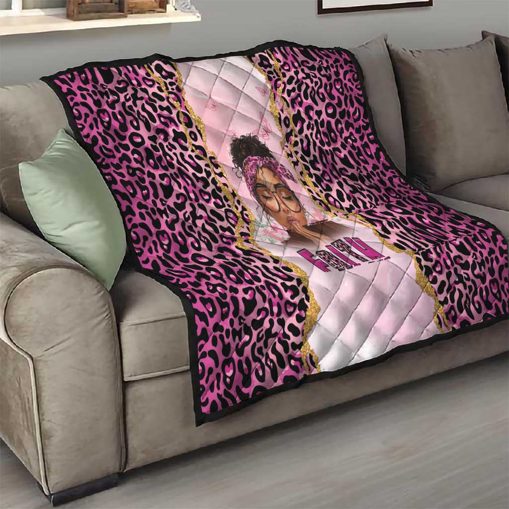Black Her Story Quilt Faith Pink Leopard - African Pride