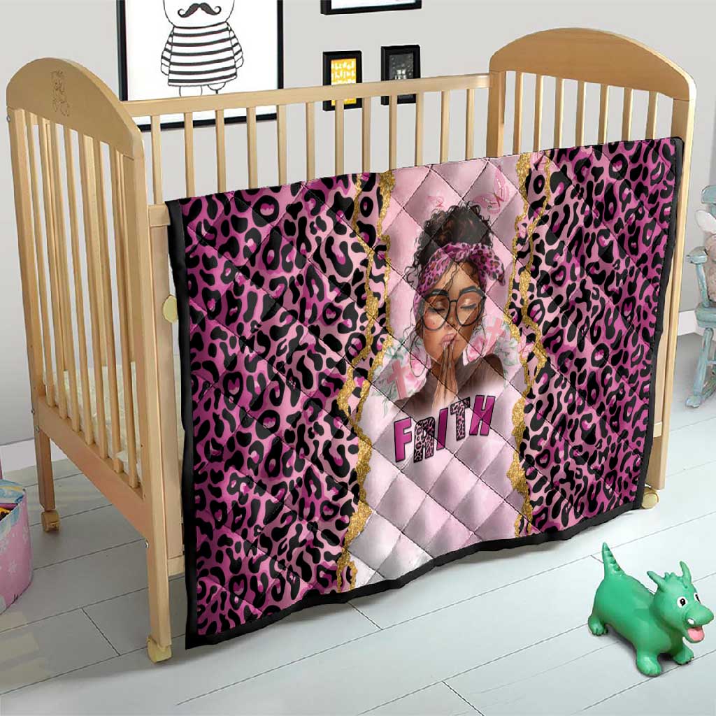 Black Her Story Quilt Faith Pink Leopard - African Pride