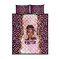 Black Her Story Quilt Bed Set Faith Pink Leopard - African Pride