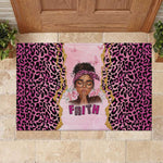 Black Her Story Rubber Doormat Faith Pink Leopard - African Pride