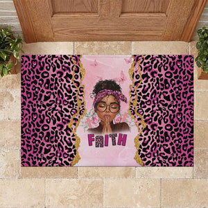 Black Her Story Rubber Doormat Faith Pink Leopard - African Pride