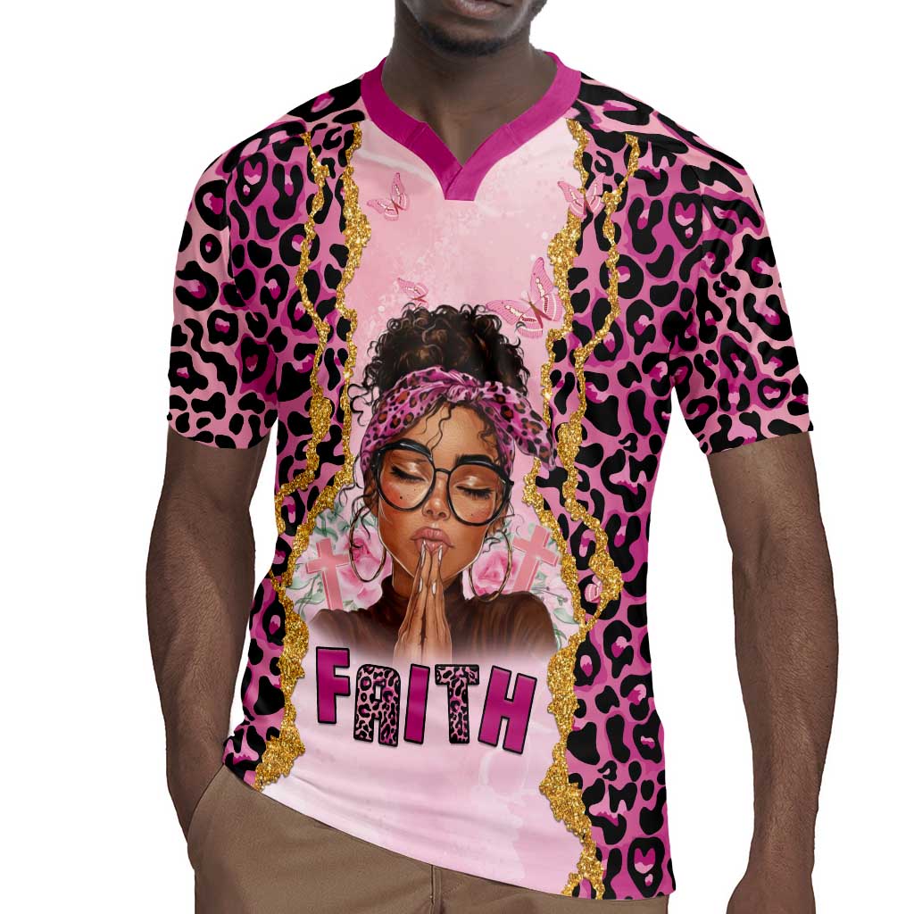 Black Her Story Rugby Jersey Faith Pink Leopard - African Pride