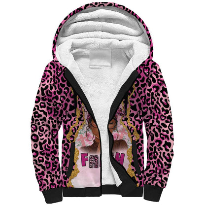 Black Her Story Sherpa Hoodie Faith Pink Leopard - African Pride