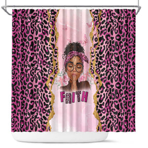 Black Her Story Shower Curtain Faith Pink Leopard - African Pride