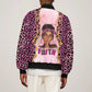 Black Her Story Sleeve Zip Bomber Jacket Faith Pink Leopard - African Pride