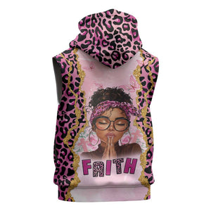 Black Her Story Sleeveless Hoodie Faith Pink Leopard - African Pride