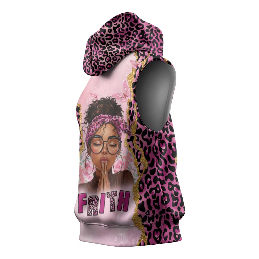 Black Her Story Sleeveless Hoodie Faith Pink Leopard - African Pride