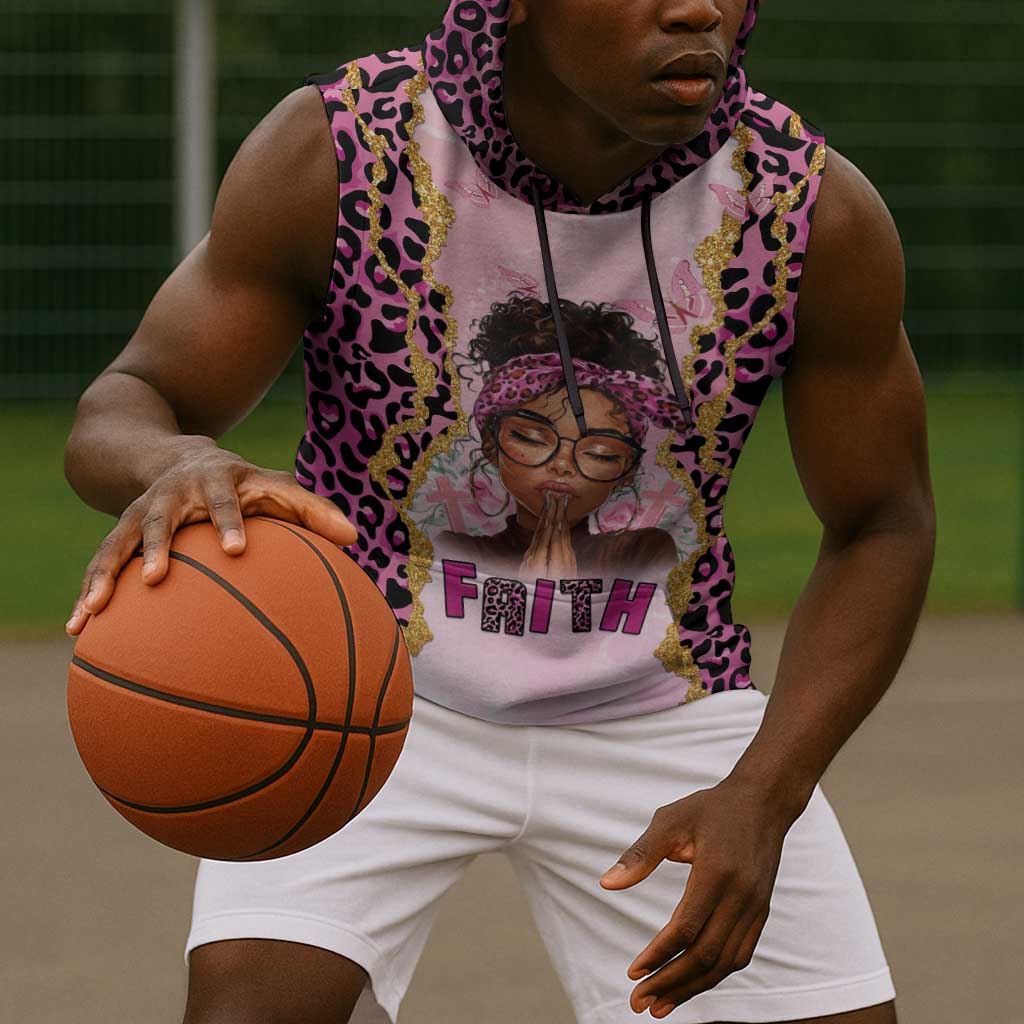 Black Her Story Sleeveless Hoodie Faith Pink Leopard - African Pride