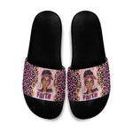 Black Her Story Slide Sandals Faith Pink Leopard - African Pride