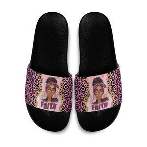 Black Her Story Slide Sandals Faith Pink Leopard - African Pride