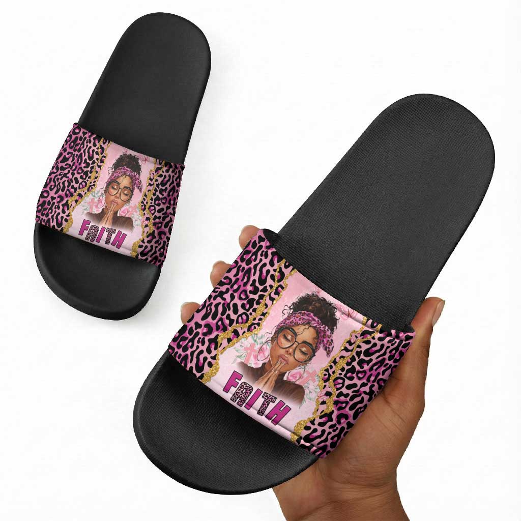 Black Her Story Slide Sandals Faith Pink Leopard - African Pride