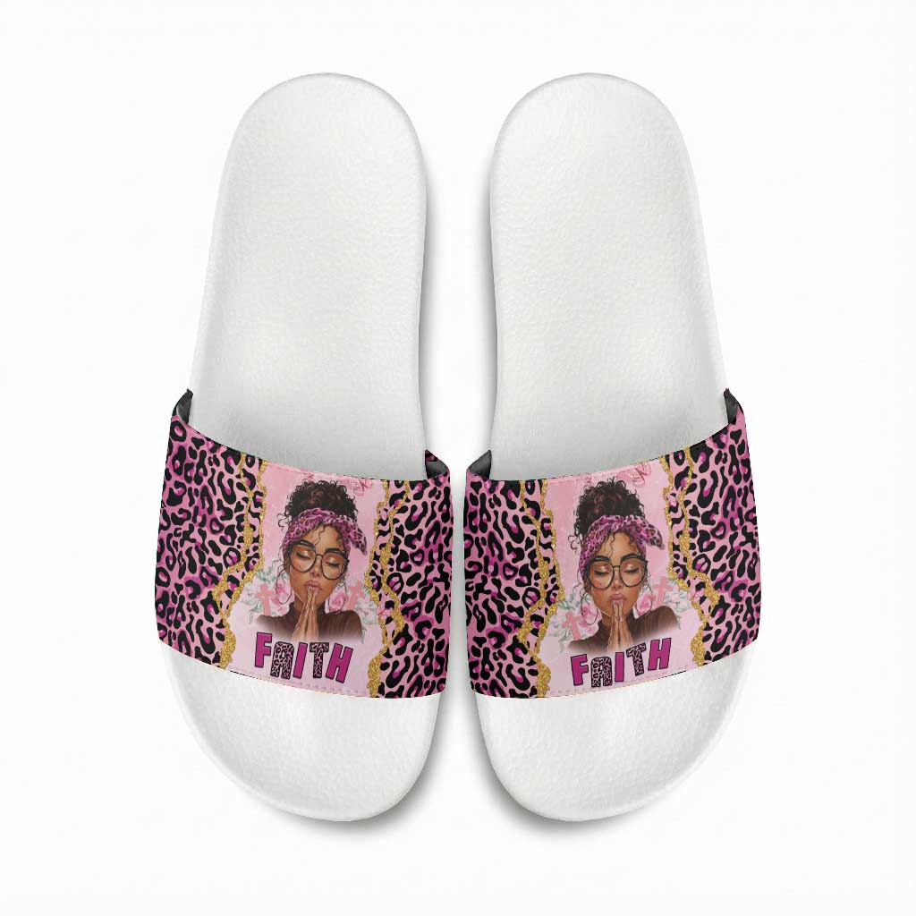 Black Her Story Slide Sandals Faith Pink Leopard - African Pride