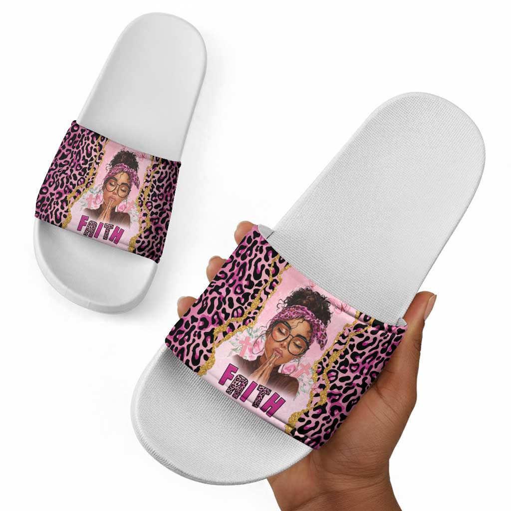Black Her Story Slide Sandals Faith Pink Leopard - African Pride