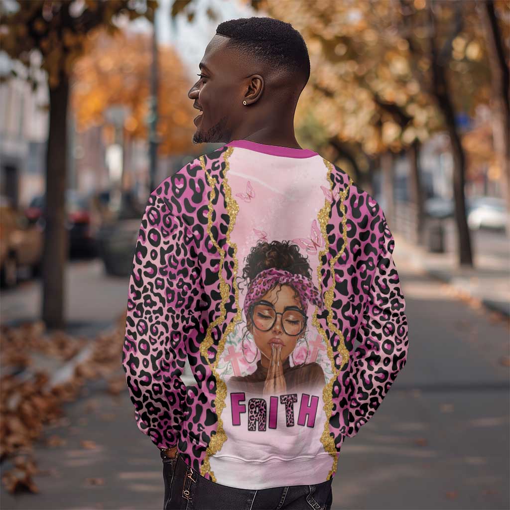 Black Her Story Sweatshirt Faith Pink Leopard - African Pride