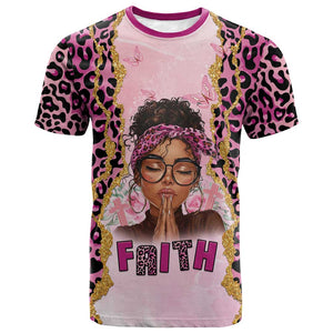 Black Her Story T shirt Faith Pink Leopard - African Pride