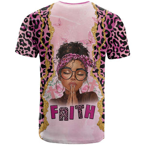Black Her Story T shirt Faith Pink Leopard - African Pride