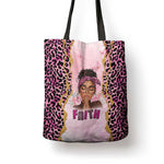 Black Her Story Tote Bag Faith Pink Leopard - African Pride