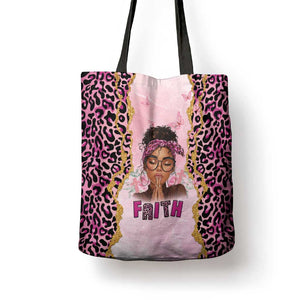 Black Her Story Tote Bag Faith Pink Leopard - African Pride