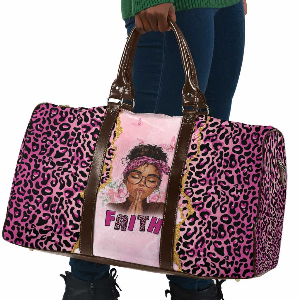 Black Her Story Travel Bag Faith Pink Leopard - African Pride
