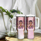 Black Her Story Tumbler With Handle Faith Pink Leopard - African Pride