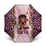 Black Her Story Umbrella Faith Pink Leopard - African Pride