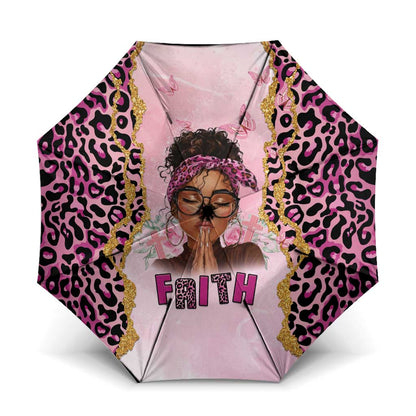 Black Her Story Umbrella Faith Pink Leopard - African Pride