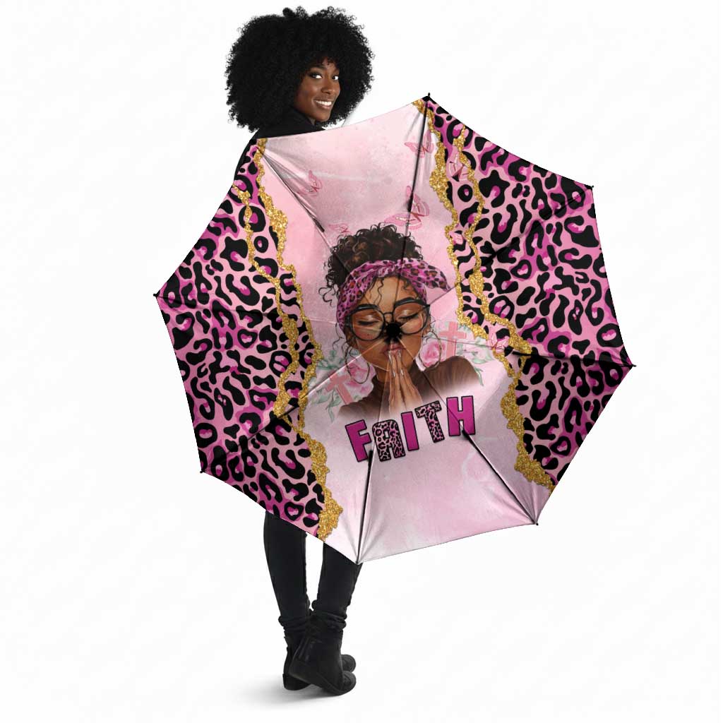 Black Her Story Umbrella Faith Pink Leopard - African Pride