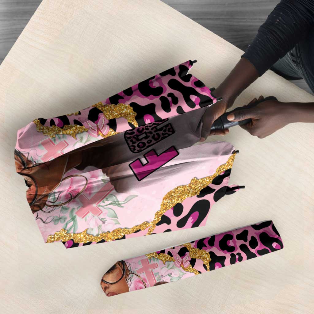 Black Her Story Umbrella Faith Pink Leopard - African Pride