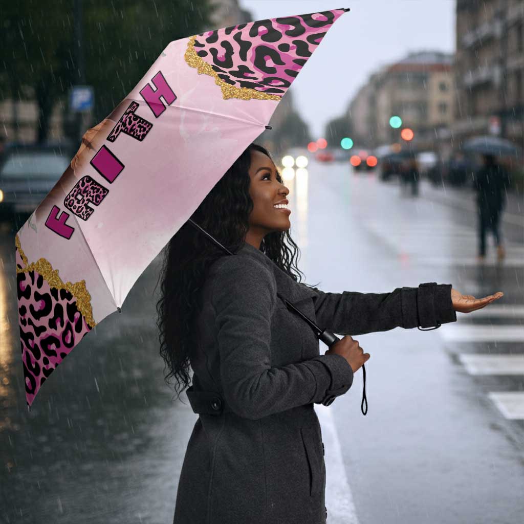 Black Her Story Umbrella Faith Pink Leopard - African Pride