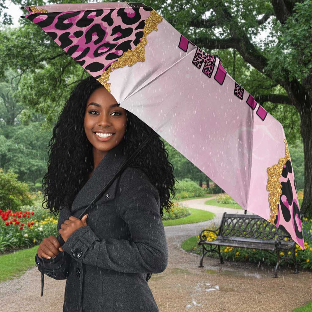 Black Her Story Umbrella Faith Pink Leopard - African Pride