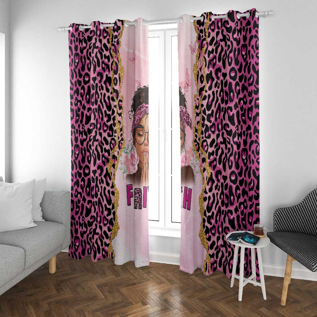 Black Her Story Window Curtain Faith Pink Leopard - African Pride