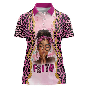 Black Her Story Women Polo Shirt Faith Pink Leopard - African Pride