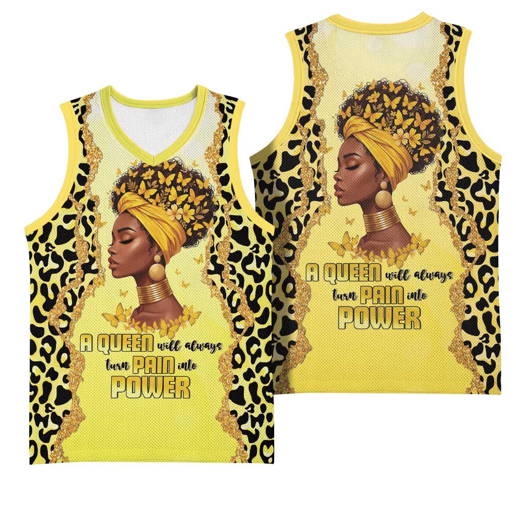 Black Her Story Basketball Jersey A Queen Turns Pain Into Power - African Pride