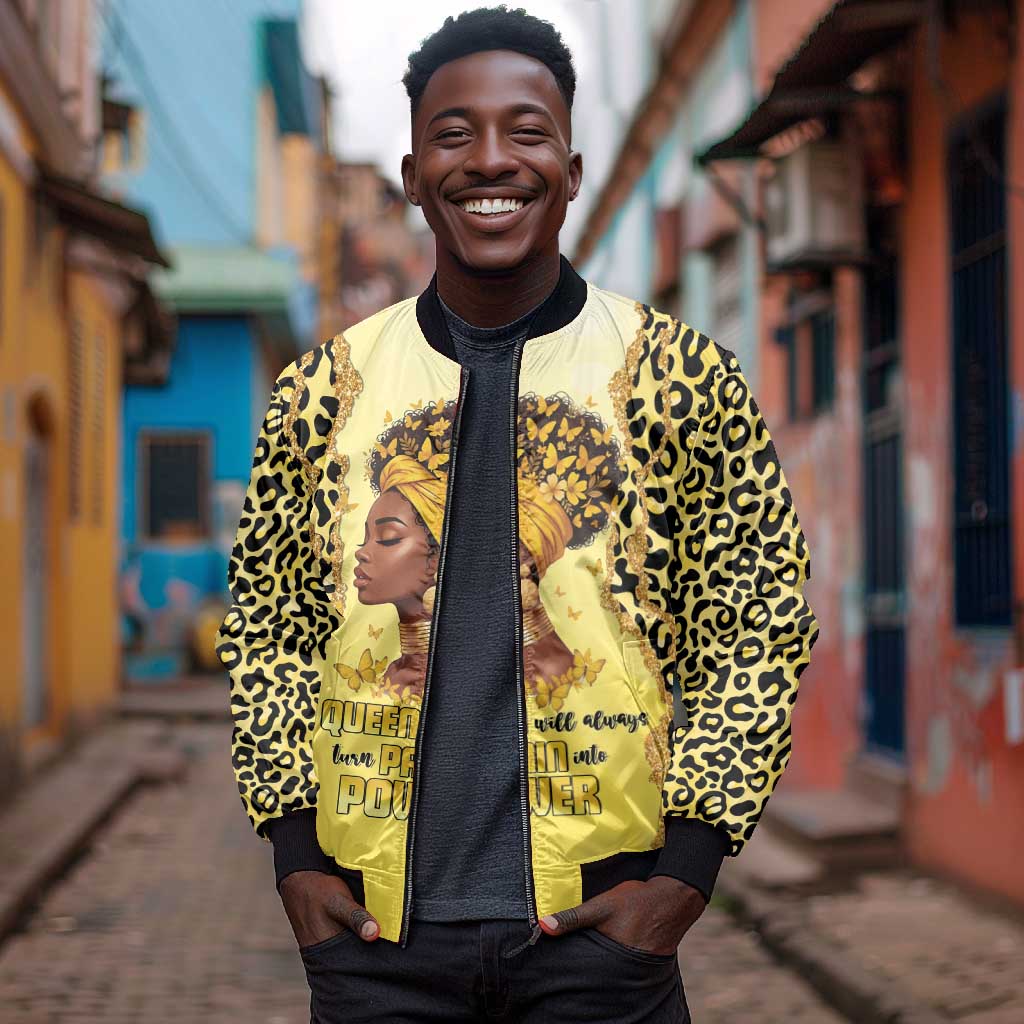 Black Her Story Bomber Jacket A Queen Turns Pain Into Power - African Pride