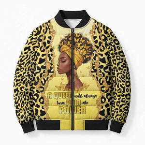 Black Her Story Bomber Puffer Jacket A Queen Turns Pain Into Power - African Pride