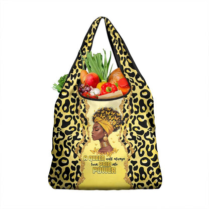 Black Her Story Grocery Bag A Queen Turns Pain Into Power - African Pride