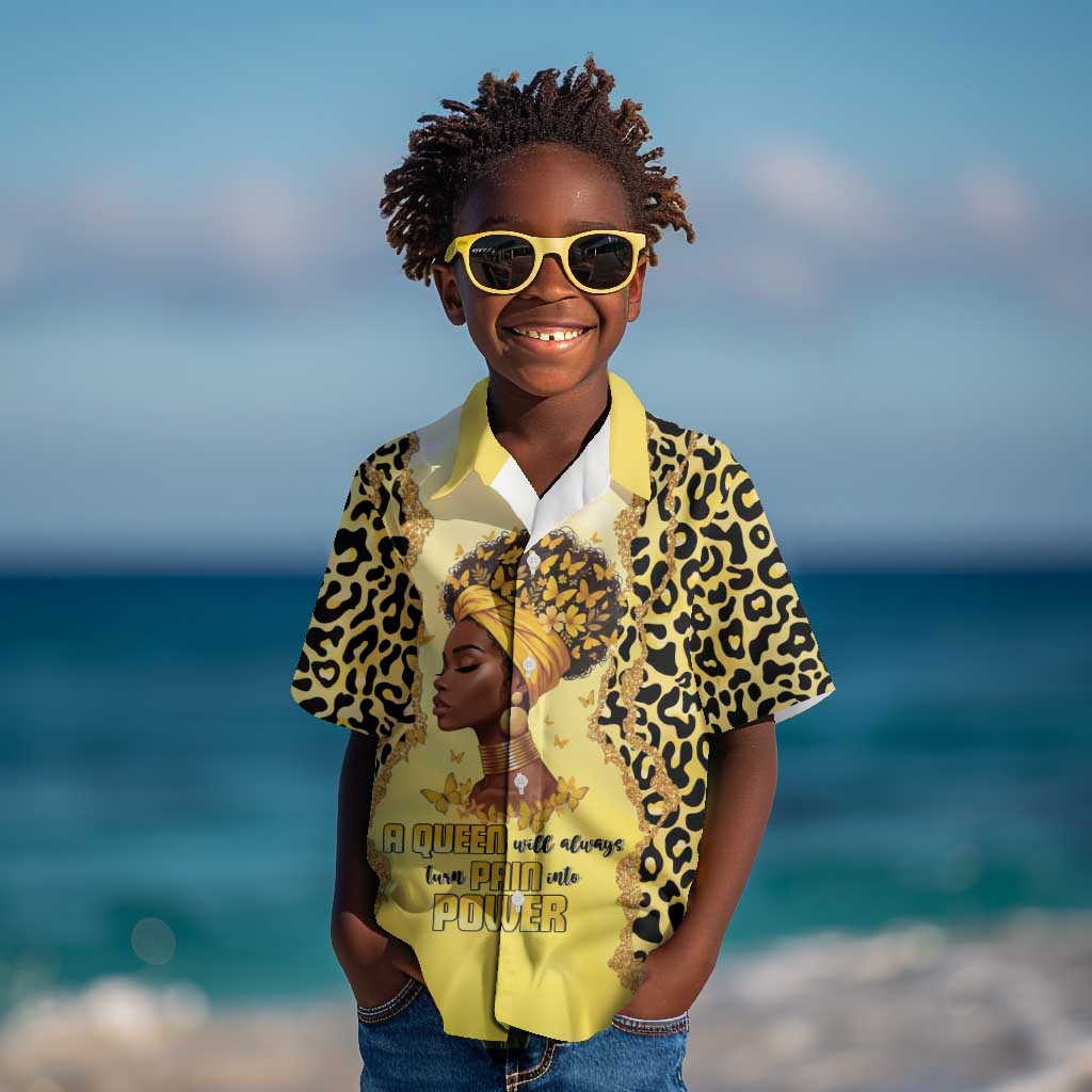 Black Her Story Kid Hawaiian Shirt A Queen Turns Pain Into Power - African Pride