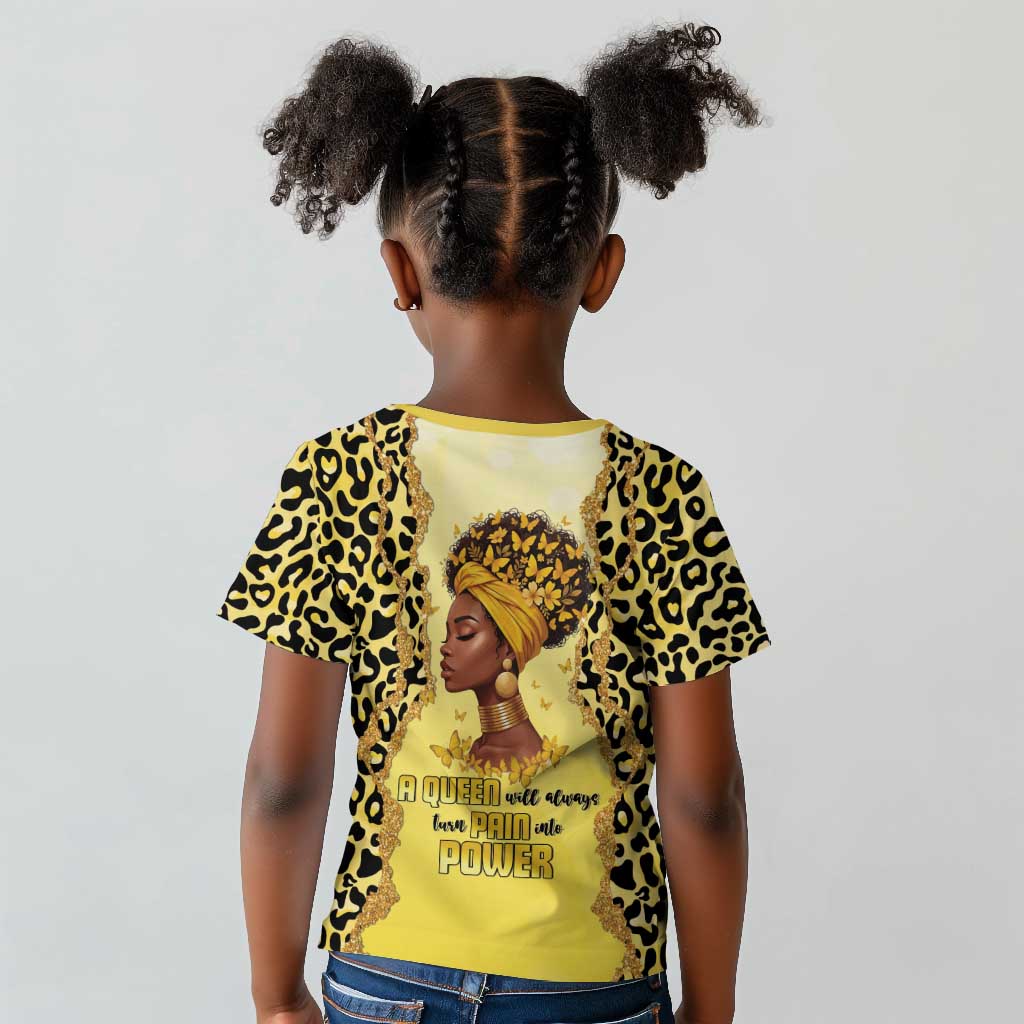 Black Her Story Kid T shirt A Queen Turns Pain Into Power - African Pride