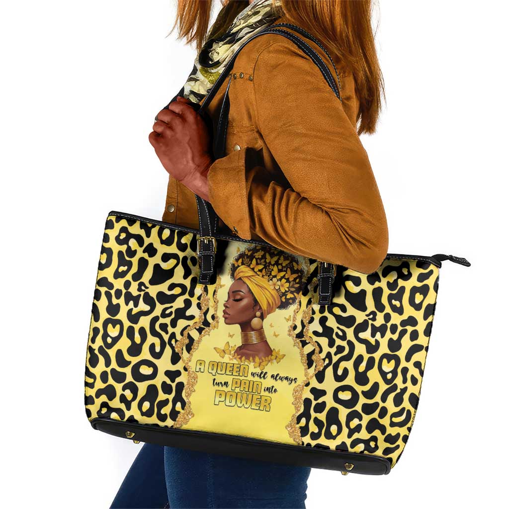 Black Her Story Leather Tote Bag A Queen Turns Pain Into Power - African Pride