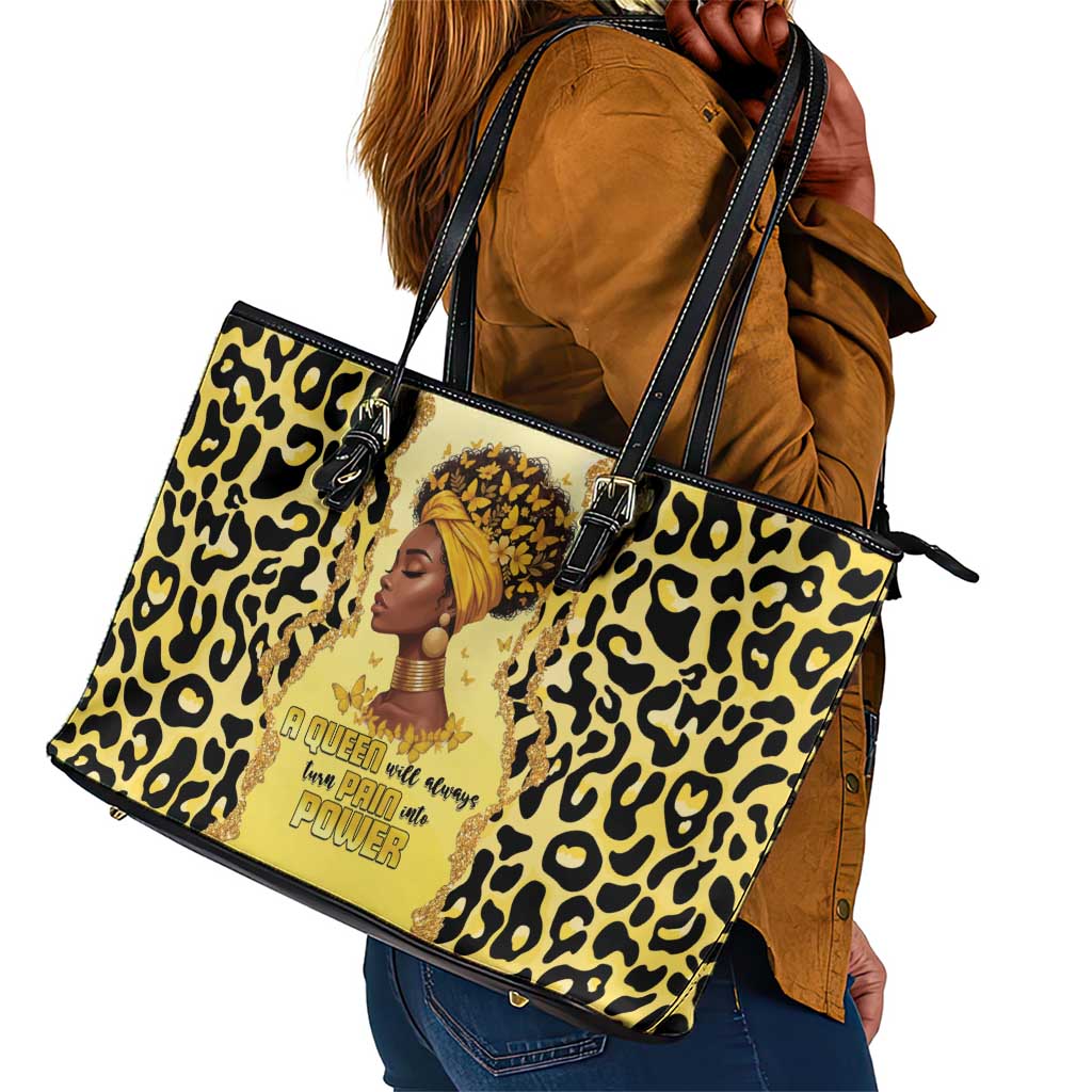 Black Her Story Leather Tote Bag A Queen Turns Pain Into Power - African Pride