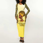 Black Her Story Long Sleeve Bodycon Dress A Queen Turns Pain Into Power - African Pride